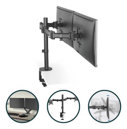 Imagem de Suporte Para Dois Monitores Tv Lcd Computador 17 A 32 Cs12