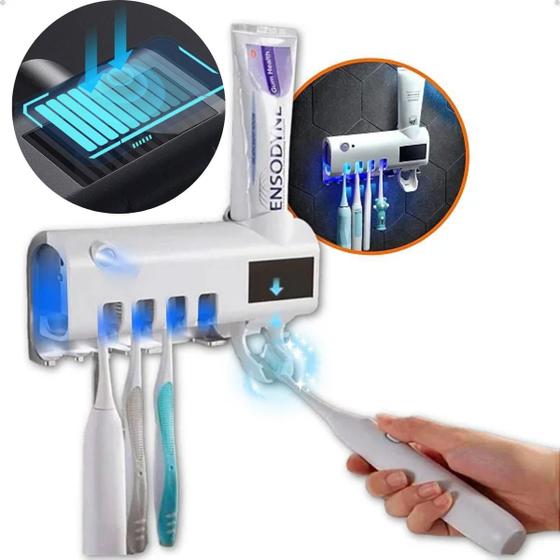 Imagem de Suporte para Escovas de Dentes com Esterilizador UV e Dispenser Automático  Eficiente e Rápido