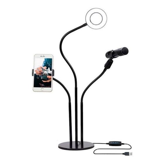 Imagem de Suporte Para Gravação De Vídeo 3 Em 1 Com Ring Light