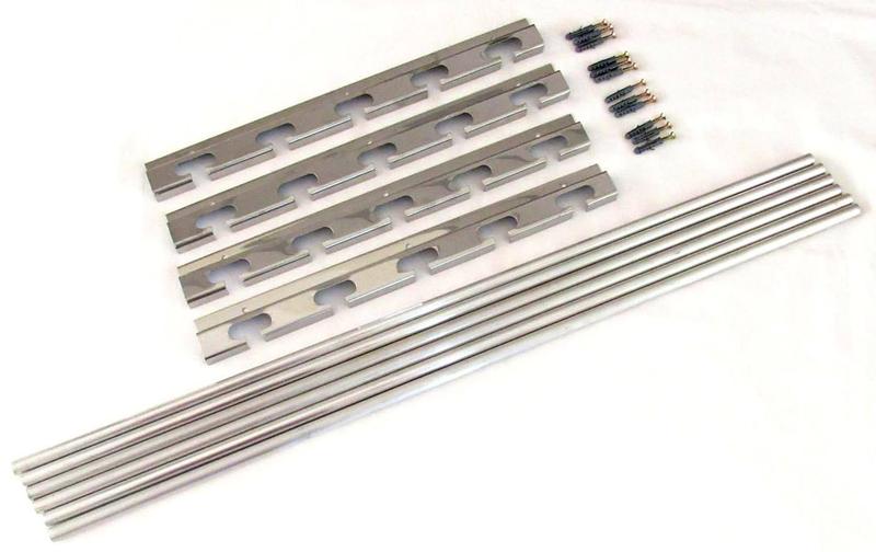 Imagem de Suporte para grelhas e espetos para churrasqueira de alvenaria com 6 barras de aluminio 75cm