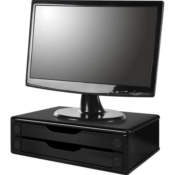 Imagem de Suporte para Monitor 2 Gavetas 39X26X12CM MDF BLACK Piano