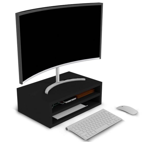 Imagem de Suporte Para Monitor De Mesa Com Duas Divisórias MDP Preto