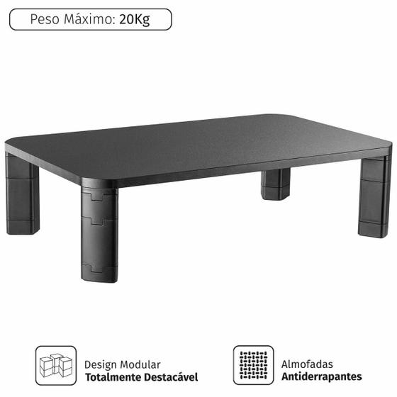 Imagem de Suporte Para Monitor Regulagem De Altura Modular 17" 32" Plmsm01p - Base De Madeira