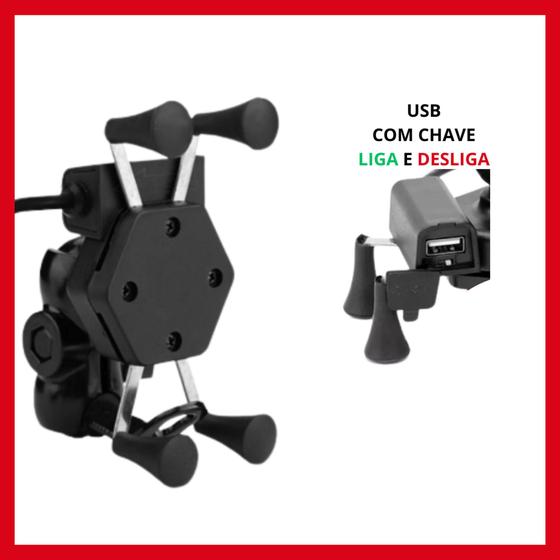 Imagem de Suporte para Moto  Motoboy Com Carregador Usb- preto