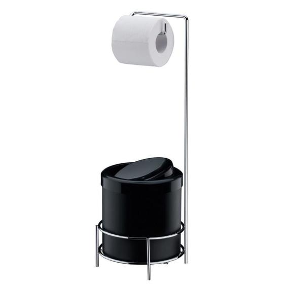 Suporte para Papel Higiênico com Lixeira Basculante 5 Litros Preta Superiore Future Cromado 1106 Menor preço em Suporte para Papel Higiênico com Lixeira Basculante 5 Litros Preta Superiore Future Cromado 1106