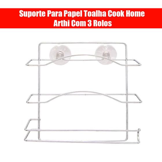 Imagem de Suporte Para Papel Toalha Cook Home Arthi Com 3 Rolos