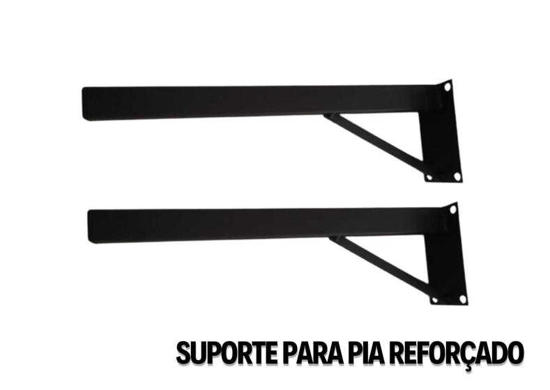 Imagem de Suporte para Pia parafusar Grapa Mão francesa de 50 cm super reforçado- preto