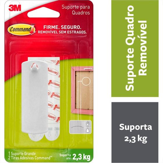 Imagem de Suporte Para Quadros 3M Command 2,3Kg Branco Com 1 Peca