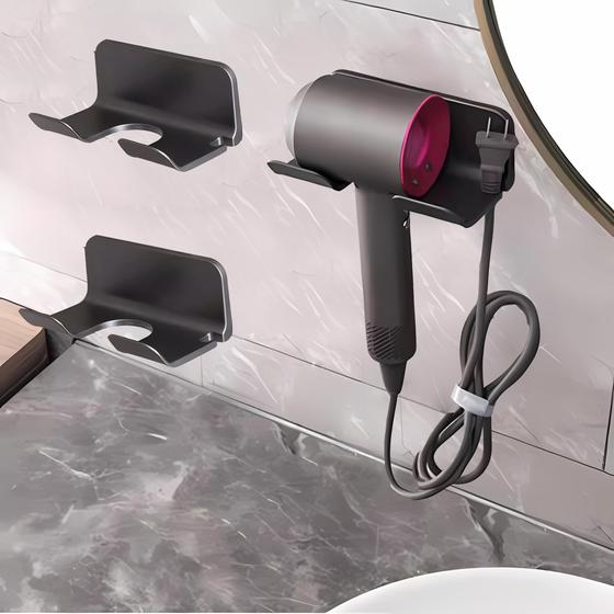 Imagem de Suporte para secador de cabelo SUPTEC Universal Wall Mount, pacote com 2 unidades, preto