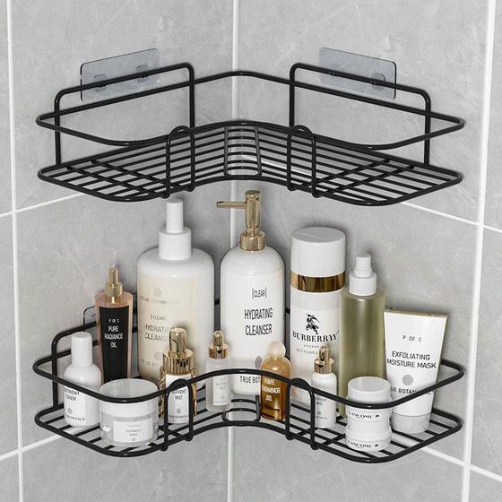 Imagem de Suporte Para Shampoo Canto De Banheiro Prateleira Organizadora Sem Furar Parede Adesiva