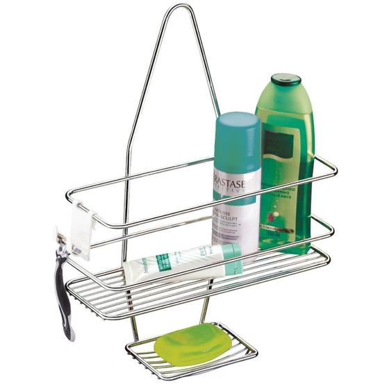 Suporte para Shampoo Com Saboneteira De Encaixe No Registro do Chuveiro - Aço Cromado Menor preço em Suporte para Shampoo Com Saboneteira De Encaixe No Registro do Chuveiro - Aço Cromado