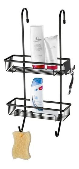 Imagem de Suporte Para Shampoo De Box Com Ganchos - Preto Fosco Future