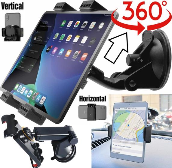 Imagem de Suporte Para Tablet iPad e Celular Gps Veicular Automotivo Carro Vidro Painel Mesa Retrovisor Anti Queda Tipo Ventosa