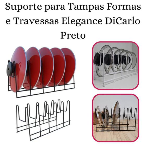 Imagem de Suporte Para Tampas Formas Travessas Elegance Dicarlo Preto