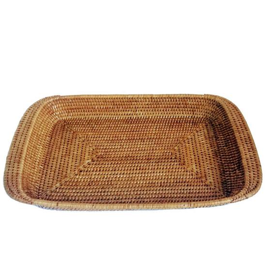 Imagem de Suporte para travessa refratária retangular em rattan natural BAHAY - Médio 38.5x22x6 cm (sem vidro)