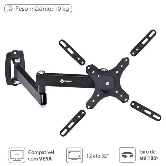 Suporte para Tv e Monitor Led 12 a 32 de Parede - St-140b - Vinik Menor preço em Suporte para Tv e Monitor Led 12 a 32 de Parede - St-140b - Vinik