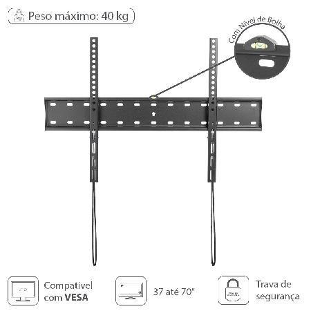 Imagem de Suporte Para Tv Led- Lcd De 37" A 70" Fixo Com Nivel De Bolha E Trava De Segurança - St410a