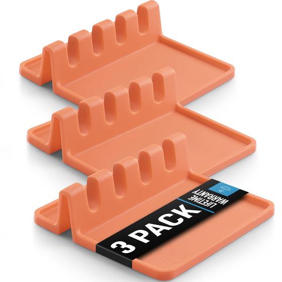 Imagem de Suporte para Utensílios Zulay de Silicone - Livre de BPA, Durável com Pingadeira (Pacote com 3)