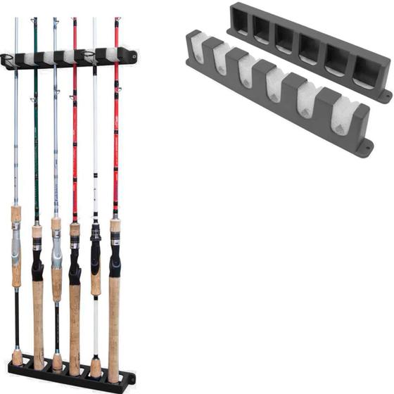 Imagem de Suporte para Vara de Pescar de Parede Organizador Stick Rack 6 Varas Cardume Adventure