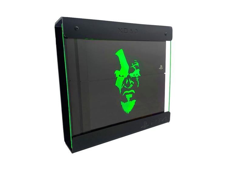 Imagem de Suporte Parede Iluminado Shield Ps4 FAT Preto - Verde - God Of War (face)