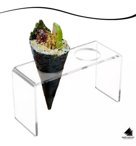 Imagem de Suporte Pizza Cone Temaki Sorvete Doce Batatas Mesa 2 Furos Cor Transparente