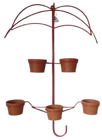 Imagem de Suporte Plantas Guarda chuva Vermelho 5 Vasos