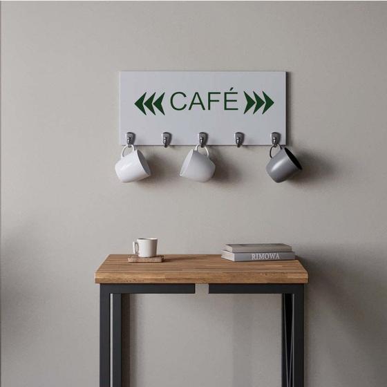 Imagem de Suporte Porta Canecas e Xícaras MDF Branco Café P10B Verde - Ahazzo Móveis