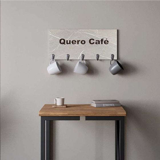 Imagem de Suporte Porta Canecas e Xícaras MDF Marmorizado Cinza Café P01D Marrom - Ahazzo Móveis