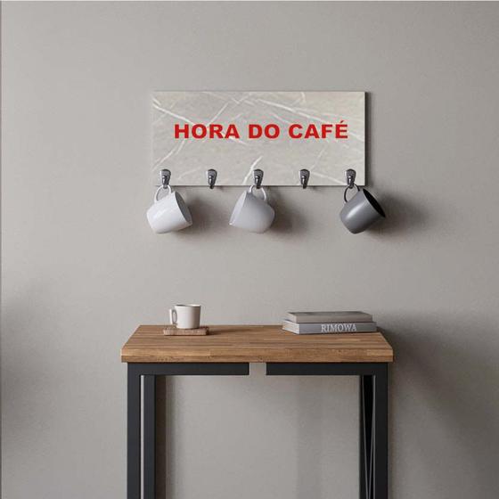 Imagem de Suporte Porta Canecas e Xícaras MDF Marmorizado Cinza Hora do Café P04A Vermelho - Ahazzo Móveis