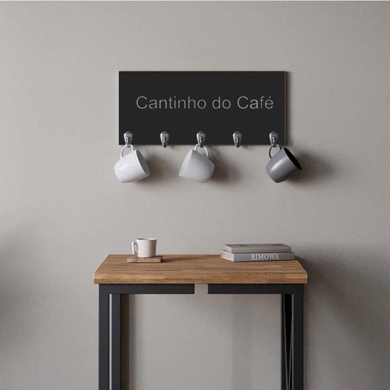 Imagem de Suporte Porta Canecas e Xícaras MDF Preto Cantinho do Café P05E Cinza - Ahazzo Móveis