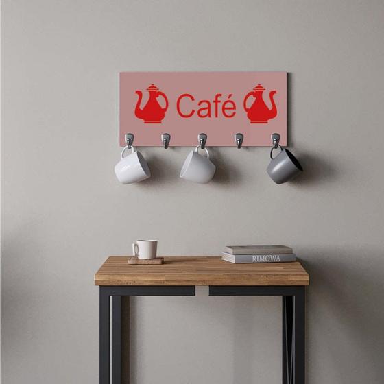 Imagem de Suporte Porta Canecas e Xícaras MDF Rose Café P16A Vermelho - Ahazzo Móveis