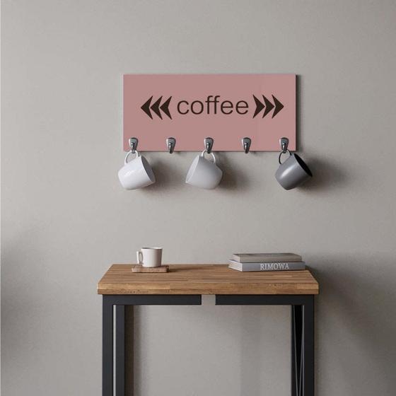 Imagem de Suporte Porta Canecas e Xícaras MDF Rose Coffee P09D Marrom - Ahazzo Móveis