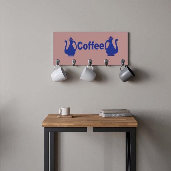 Imagem de Suporte Porta Canecas e Xícaras MDF Rose Coffee P19J Azul Marinho - Ahazzo Móveis