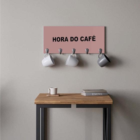 Imagem de Suporte Porta Canecas e Xícaras MDF Rose Hora do Café P04H Preto - Ahazzo Móveis