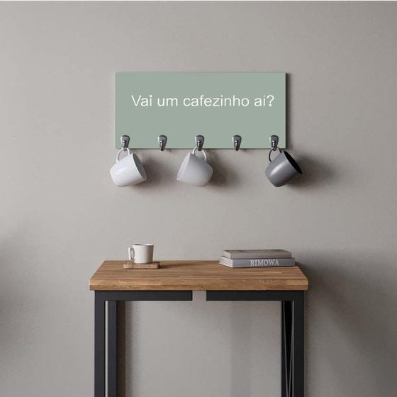 Imagem de Suporte Porta Canecas e Xícaras MDF Verde Cafezinho P07C Branco - Ahazzo Móveis