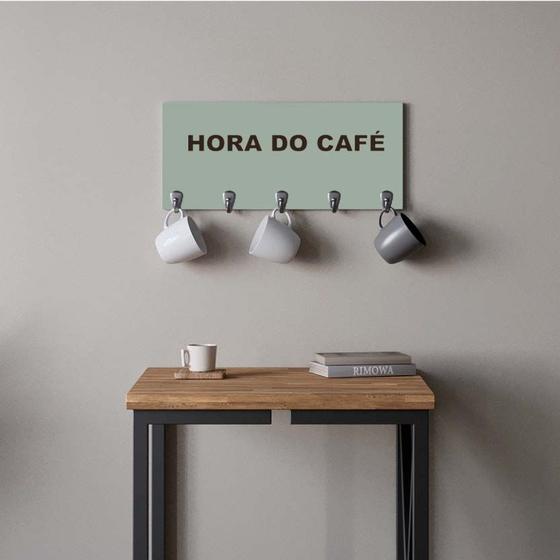 Imagem de Suporte Porta Canecas e Xícaras MDF Verde Hora do Café P04D Marrom - Ahazzo Móveis