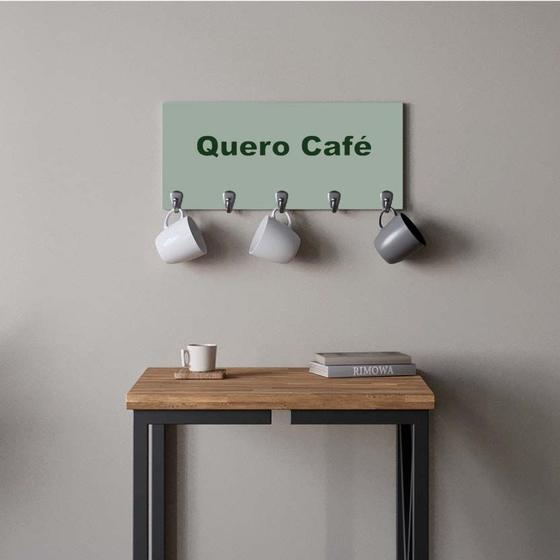 Imagem de Suporte Porta Canecas e Xícaras MDF Verde Quero Café P02B Verde - Ahazzo Móveis