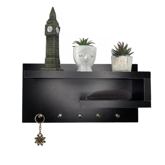 Suporte Porta Chaves Parede Multiuso Organizador Decorativo Preto Menor preço em Suporte Porta Chaves Parede Multiuso Organizador Decorativo Preto