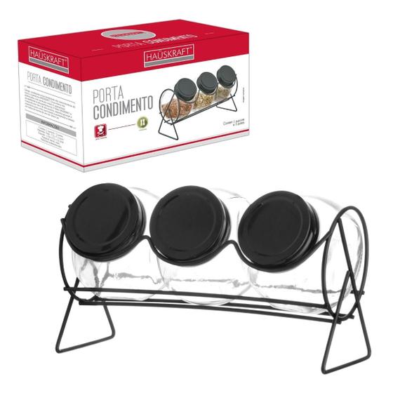 Suporte Porta Condimento Temperos Metal 03 Potes Hauskraft Menor preço em Suporte Porta Condimento Temperos Metal 03 Potes Hauskraft