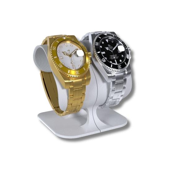 Imagem de Suporte Porta Expositor de Mesa com Base Antiderrapante para 2 Relógios de Pulso Smartwatch e Pulseiras
