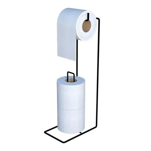 Imagem de Suporte Porta Papel Higiênico Chão Luxo Banheiro Organização Aramado Preto