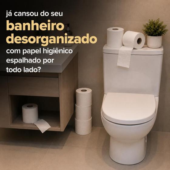 Suporte Porta Papel Higiênico Chão Luxo Banheiro Organização Aramado Preto - Shop Mais