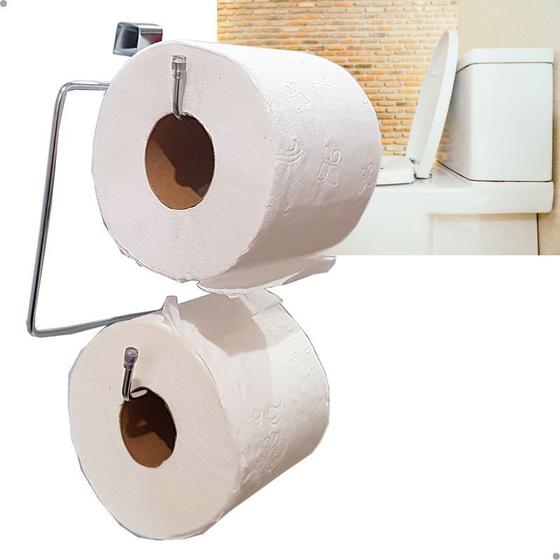 Imagem de Suporte / Porta Papel Higiênico Para Caixa Acoplada Duplo Banheiro Descarga