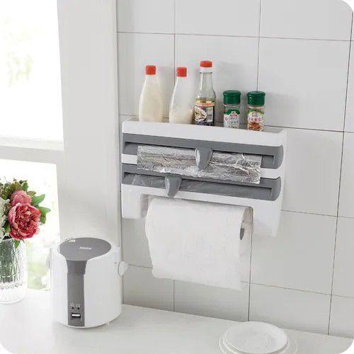 Suporte Porta Rolo Toalha Aluminio Filme Cozinha 3 X 1 Papel Menor preço em Suporte Porta Rolo Toalha Aluminio Filme Cozinha 3 X 1 Papel