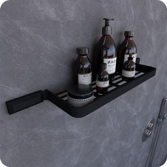 Suporte Porta Shampoo Para Banheiro Preto Fosco Empire Menor preço em Suporte Porta Shampoo Para Banheiro Preto Fosco Empire