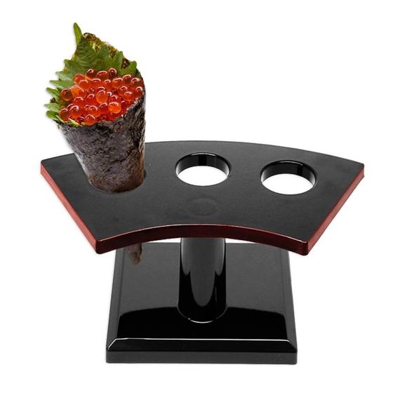 Imagem de Suporte Porta Temaki em Abs com 3 Furos Preto com Detalhe em Vermelho Nihon Shikko