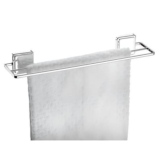 Imagem de Suporte Porta Toalha Banheiro Duplo Com Adesivo 45cm Cromado