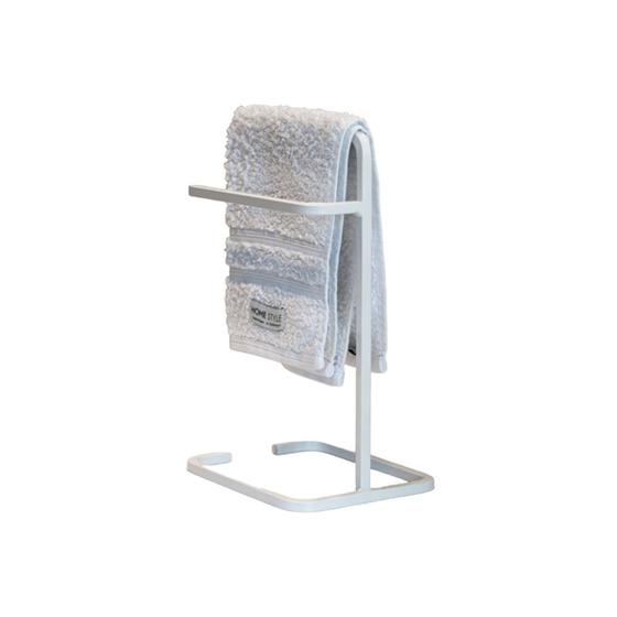 Imagem de Suporte Porta Toalha Branco de Rosto Duplo para Bancada de Banheiro Lavabo