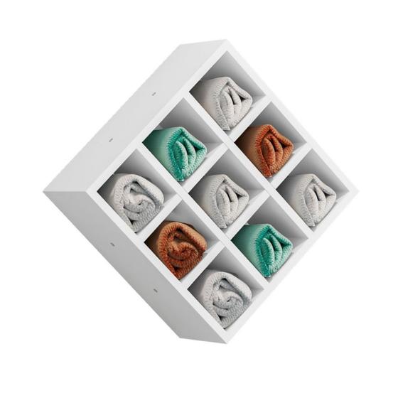 Imagem de Suporte Porta Toalha Luiza Com 9 Nichos Toalheiro Multiuso
