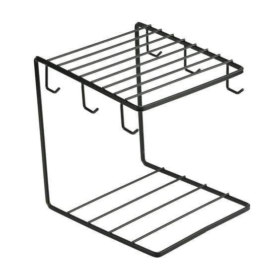 Imagem de Suporte Porta Xícaras Canecas e Pires Preto Fosco de Metal